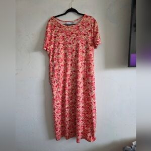 Bobbie Brooks Pink Floral Short-Sleeve Maxi Dress